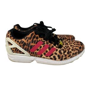 Adidas Leopard Print Lace Up Sneakers Womens Athletic Shoes Street Style 8.5